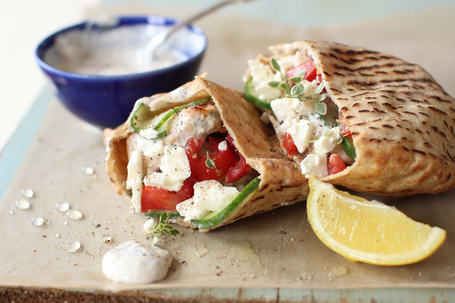 Grilled Greek Chicken Pitas